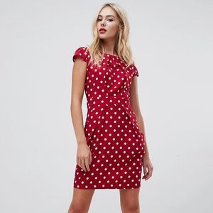 QED London polka dot print tulip dress with pockets